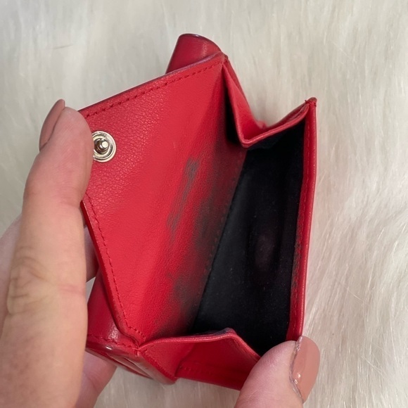 AUTHENTIC BALENCIAGA RED LEATHER PAPIER-MÂCHÉ MINI TRI-FOLD WALLET - Picture 3 of 10